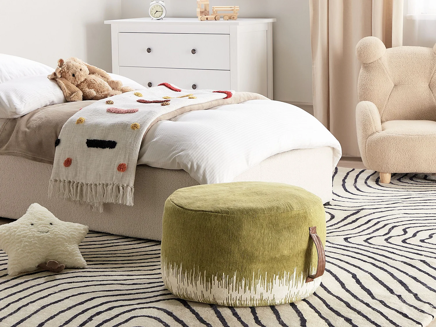 Pouf KAWAI Coton Vert olive
