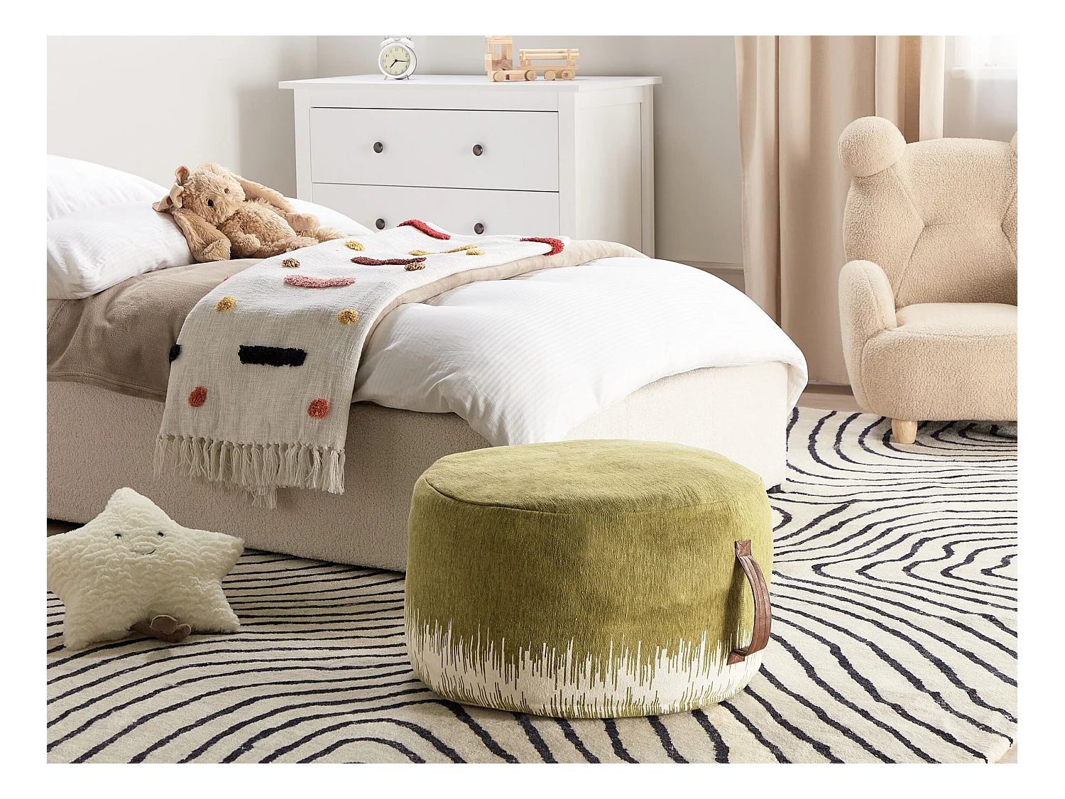 Pouf KAWAI Coton Vert olive