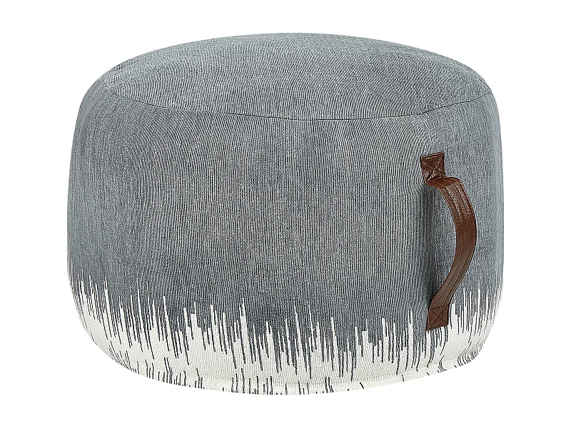 Pouf aus Baumwolle grau / weiß 50 x 30 cm mit Griff handgefertigter Hocker Kawai