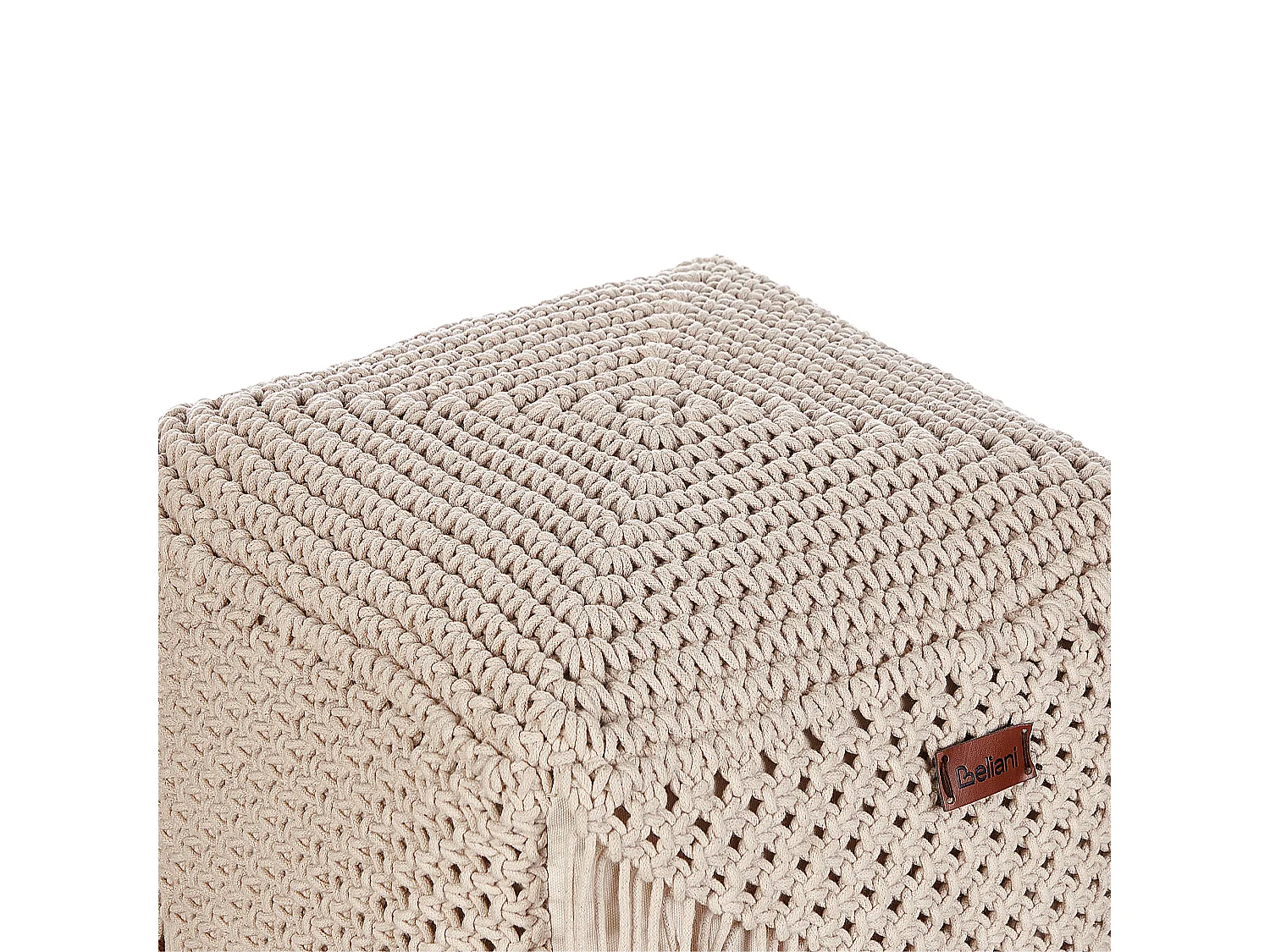 Pouf Macramé DANDAI Coton Beige