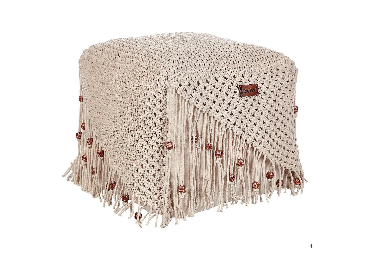 Pouf Baumwolle beige 40 x 40 x 40 cm quadratisch Makramee Boho Stil Dandai