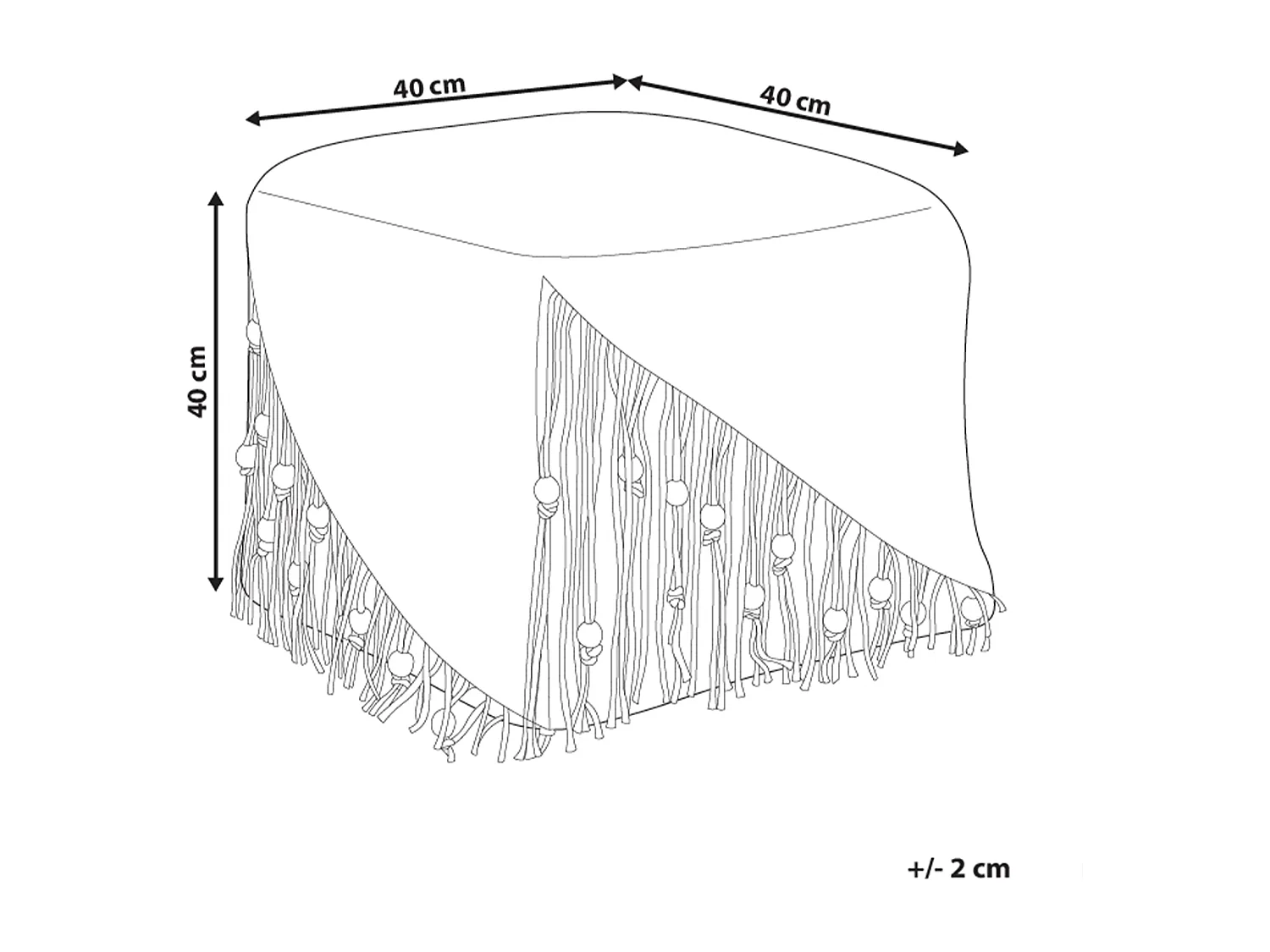 Poef Macramé DANDAI Katoen Beige 40 cm 40 cm 40 cm