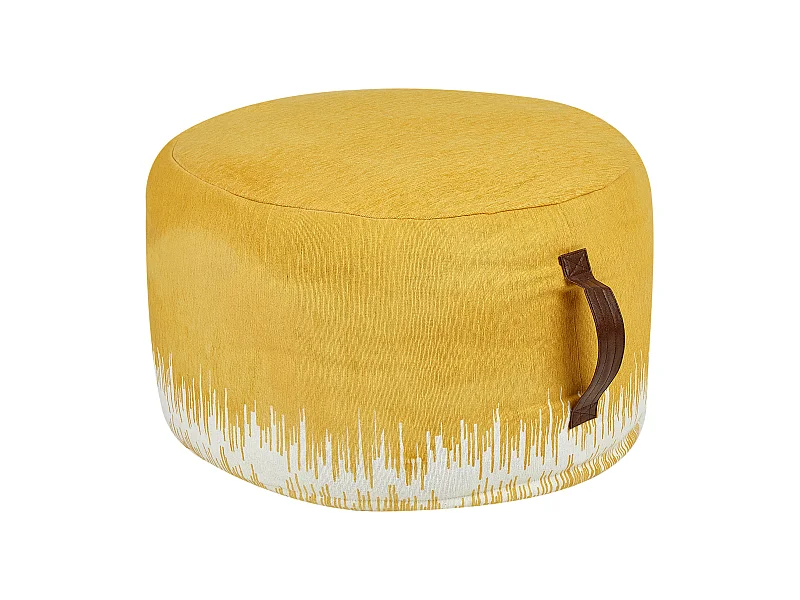 Pouf aus Baumwolle gelb / weiß 50 x 30 cm mit Griff handgefertigter Hocker Kawai