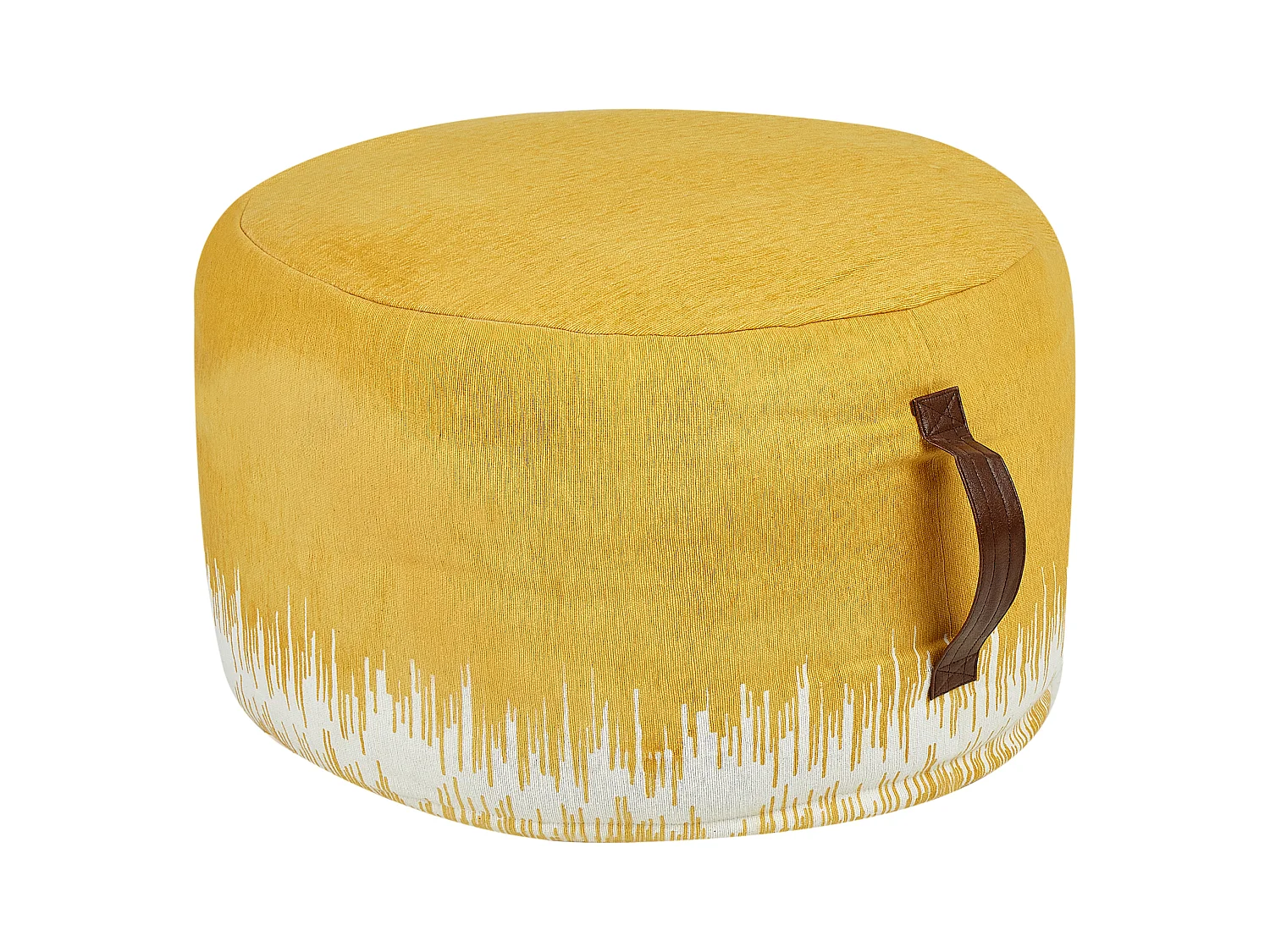 Pouf aus Baumwolle gelb / weiß 50 x 30 cm mit Griff handgefertigter Hocker Kawai