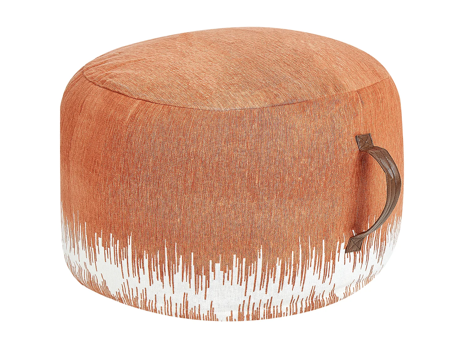 Pouf aus Baumwolle orange / weiß 50 x 30 cm mit Griff handgefertigter Hocker Kawai