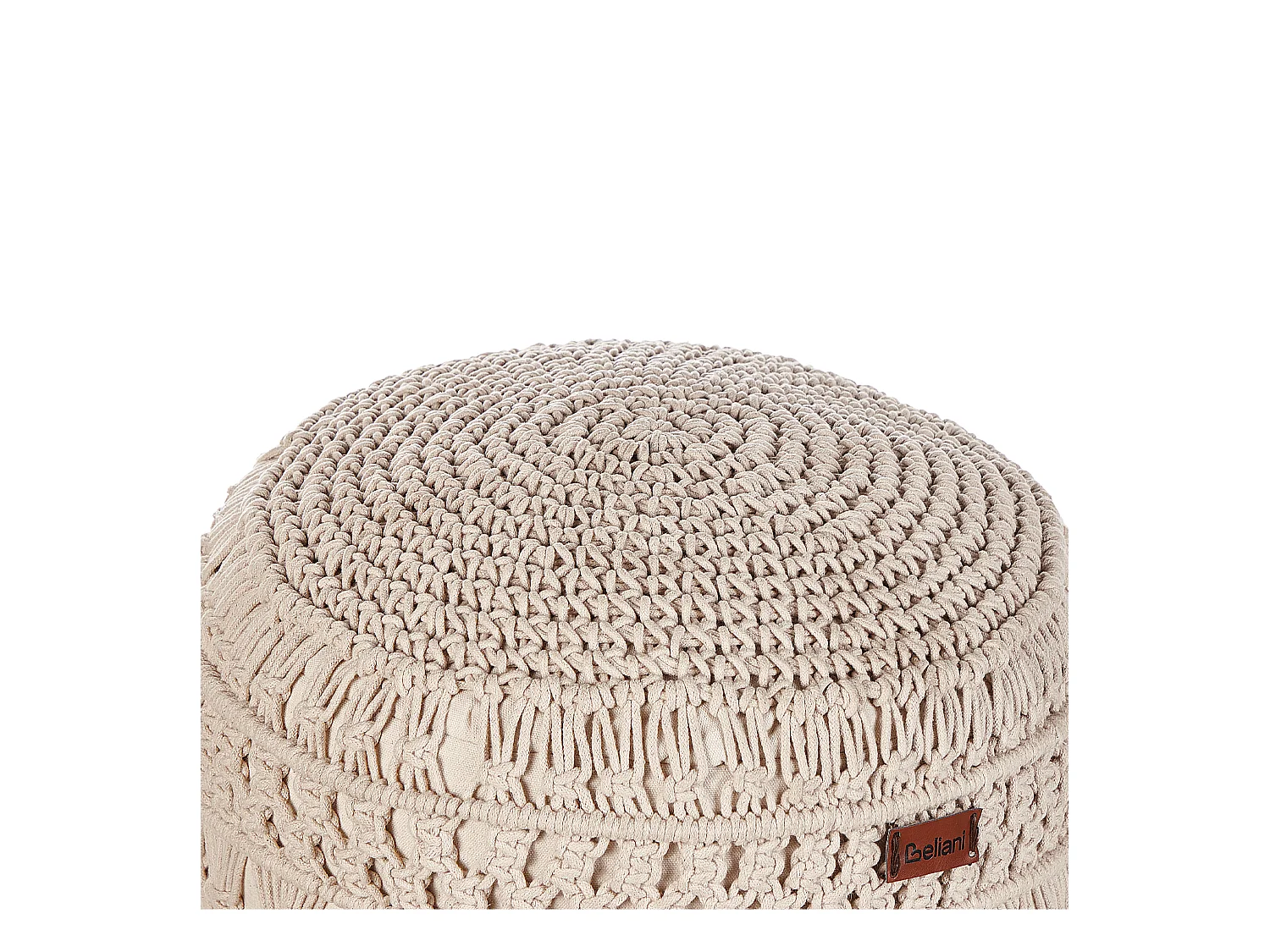 Pouf Baumwolle beige ⌀ 45 cm rund Makramee Design Boho Stil Thakot
