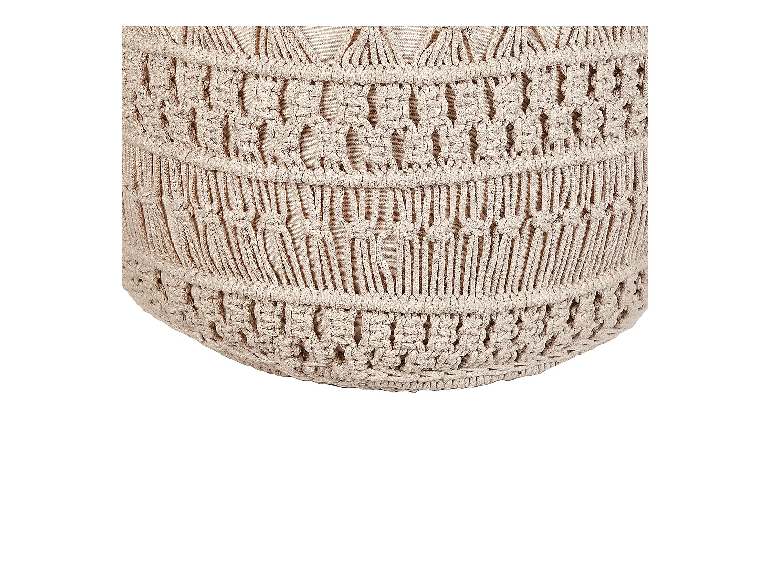 Pouf Baumwolle beige ⌀ 45 cm rund Makramee Design Boho Stil Thakot