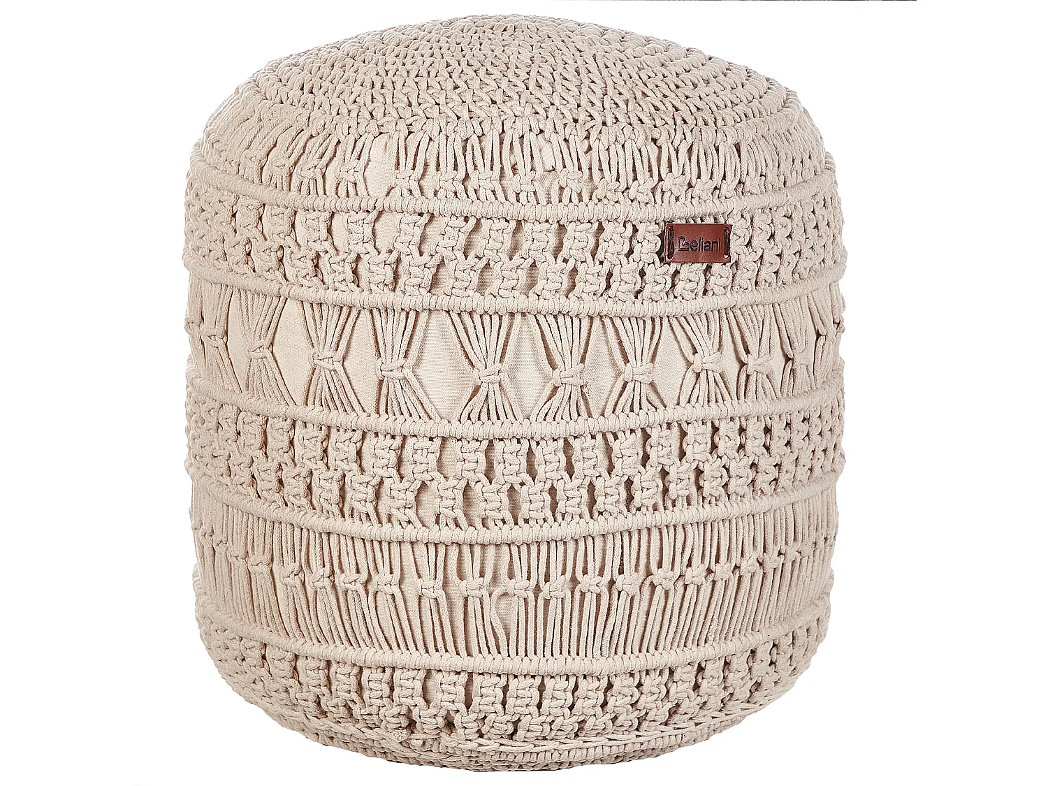 Pouf Macramé THAKOT Coton Beige 45 cm 45 cm 45 cm