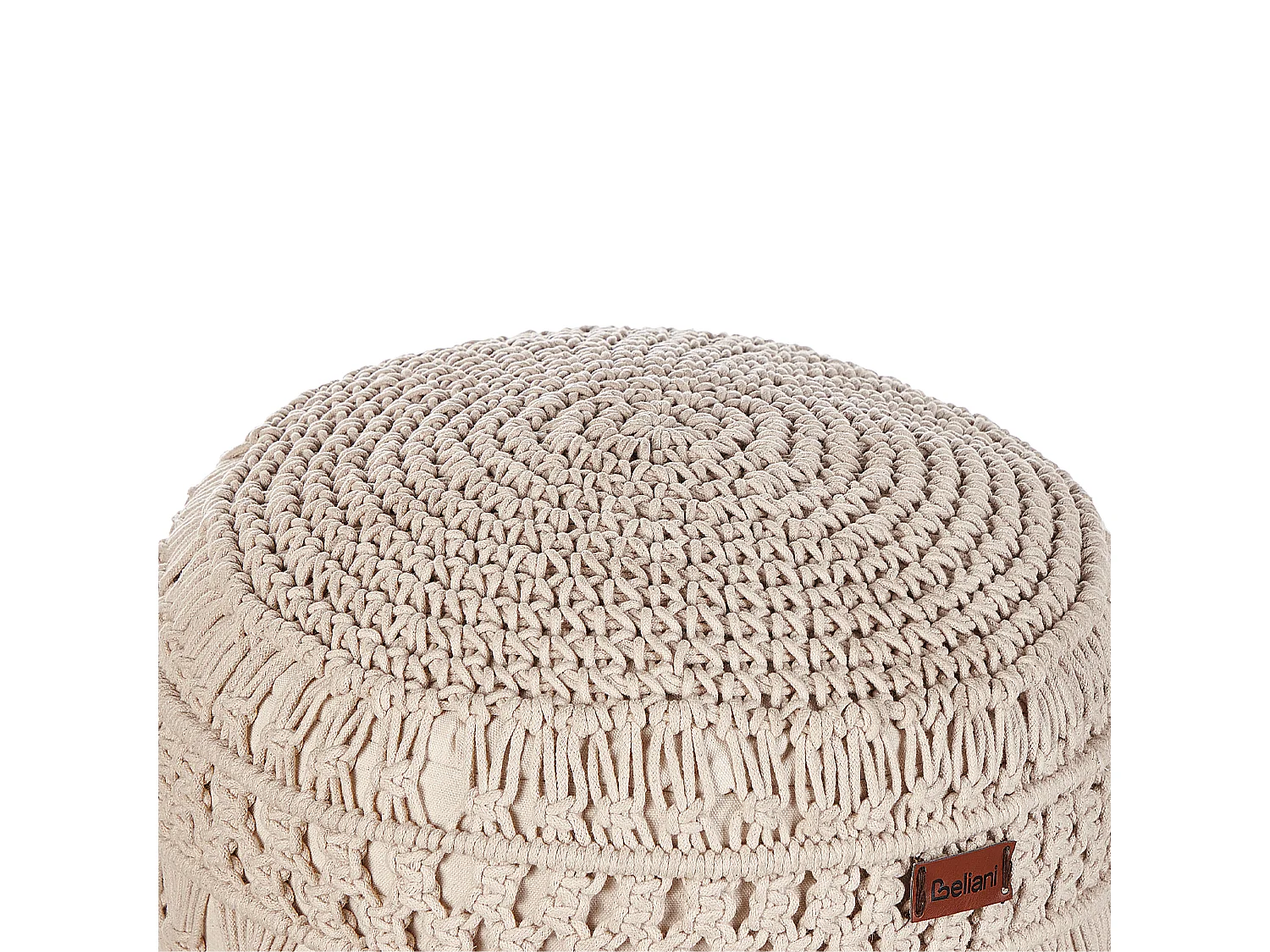 Pouf Macramé THAKOT Coton Beige 45 cm 45 cm 45 cm