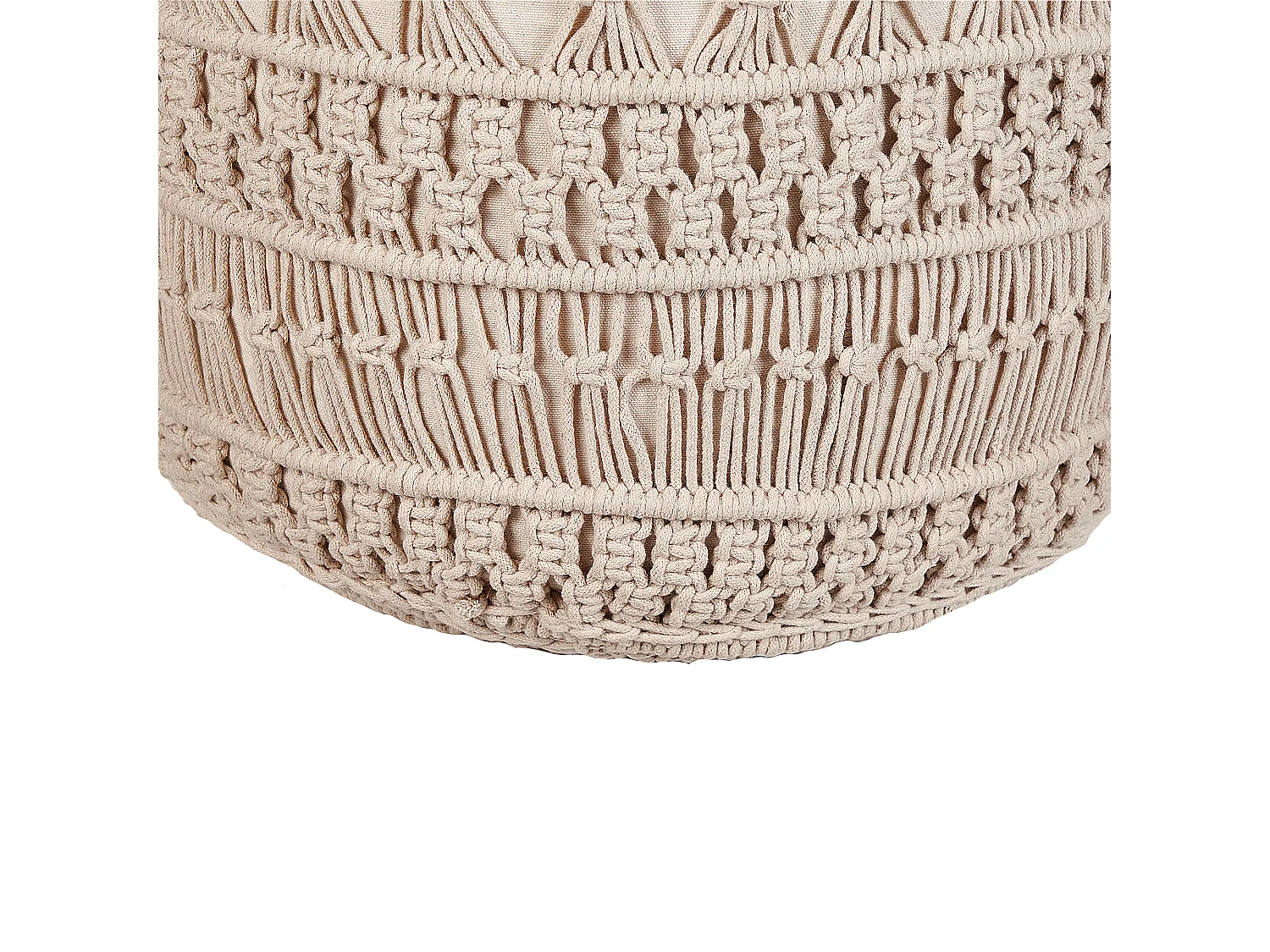 Pouf Macramé THAKOT Coton Beige 45 cm 45 cm 45 cm