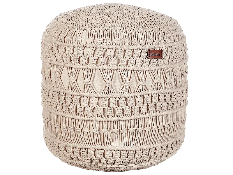 Pouf Macramé THAKOT Coton Beige