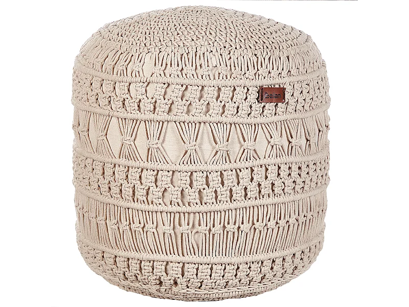 Pouf Baumwolle beige ⌀ 45 cm rund Makramee Design Boho Stil Thakot