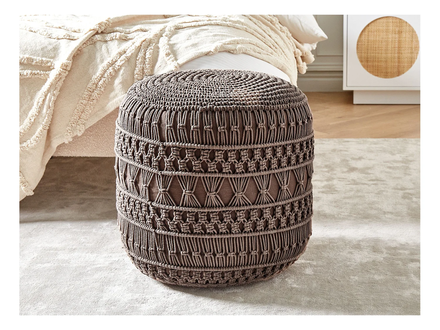Pouf Macramé THAKOT Coton Marron