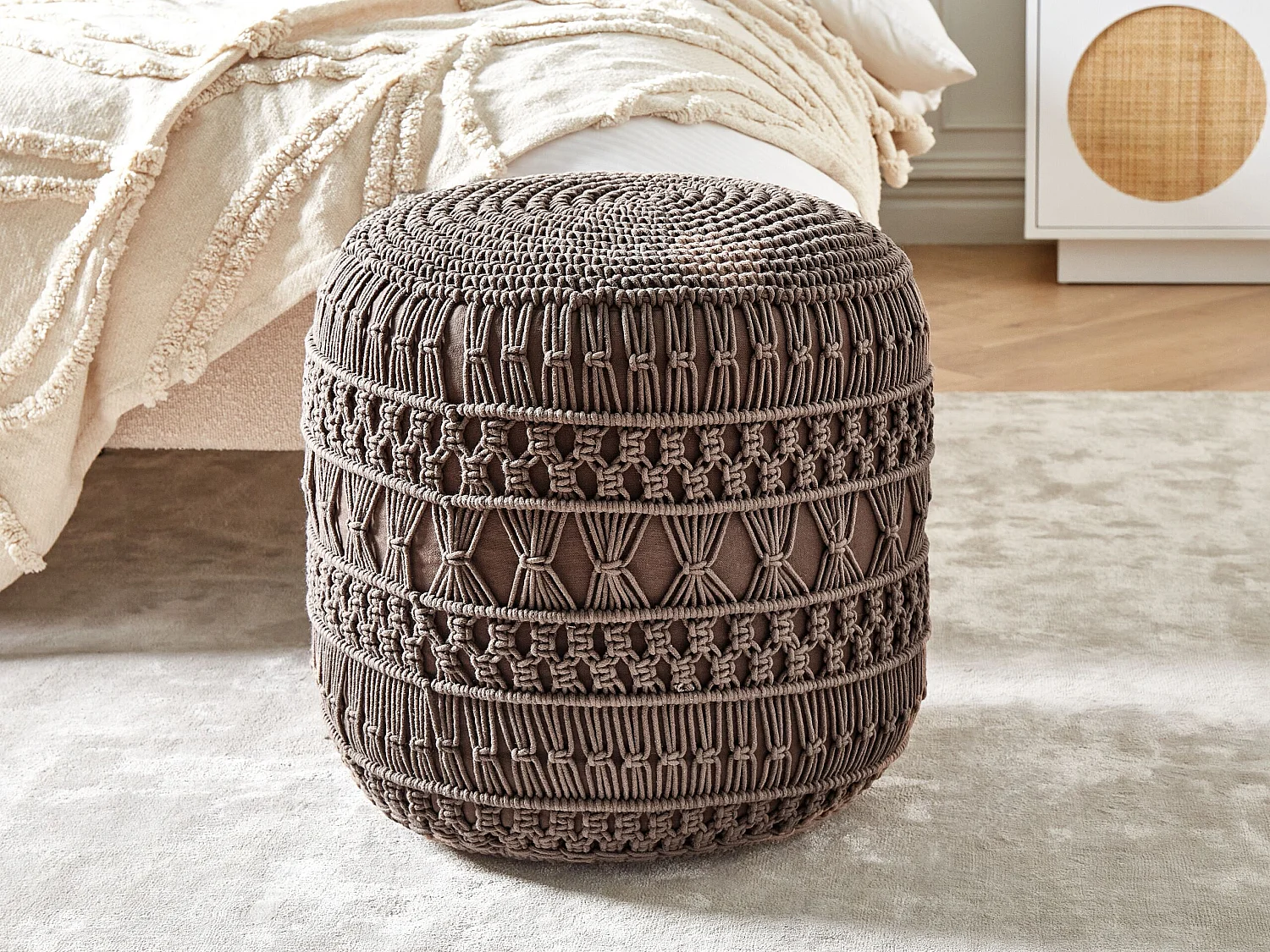 Pouf Macramé THAKOT Coton Marron