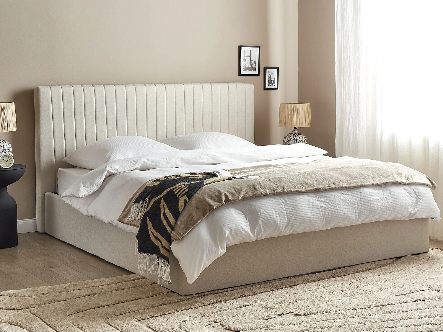Lit ottoman Tissu VION 180 x 200 cm Beige