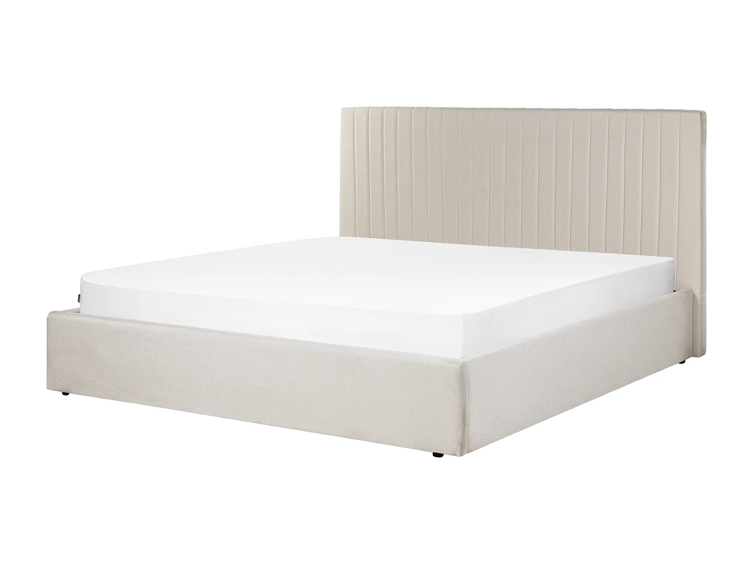 Polsterbett beige 180 x 200 cm mit Stauraum gestepptes Kopfteil Vion