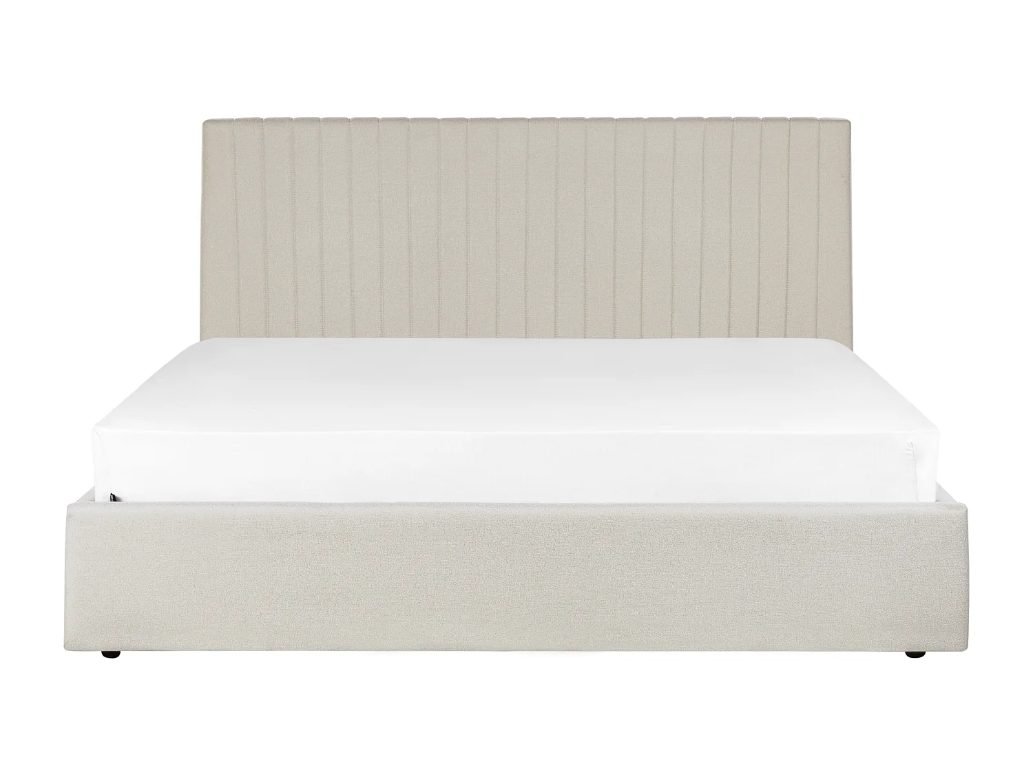 Polsterbett beige 180 x 200 cm mit Stauraum gestepptes Kopfteil Vion