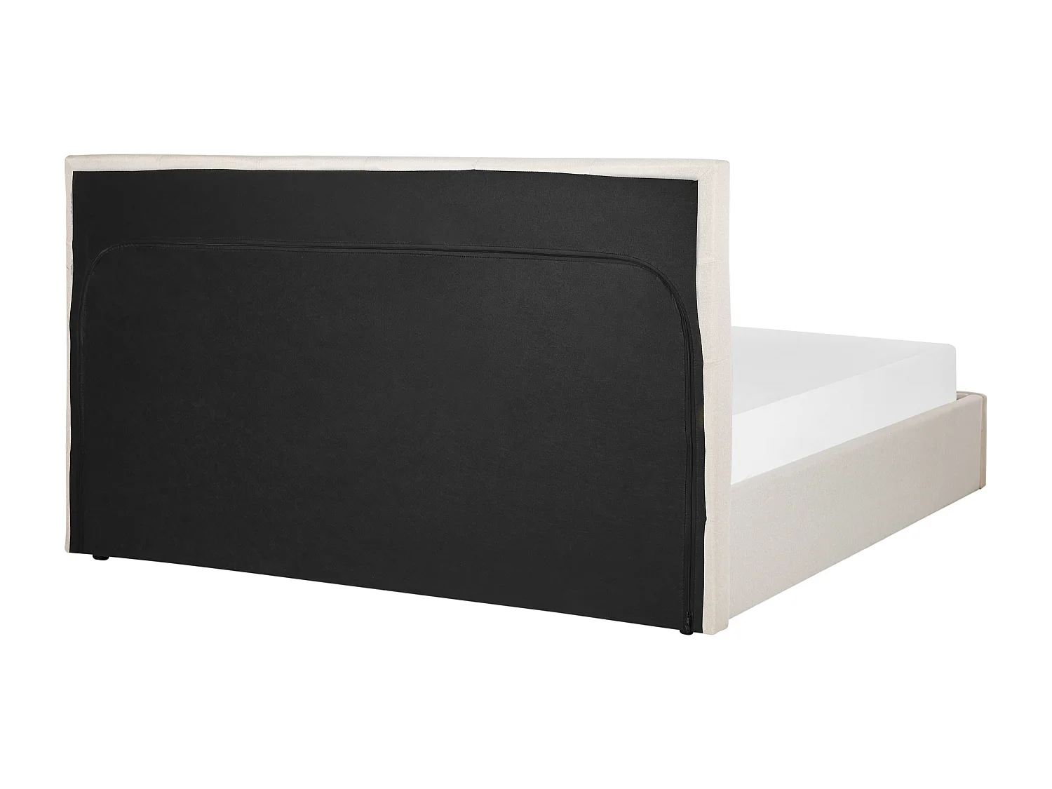 Polsterbett beige 180 x 200 cm mit Stauraum gestepptes Kopfteil Vion