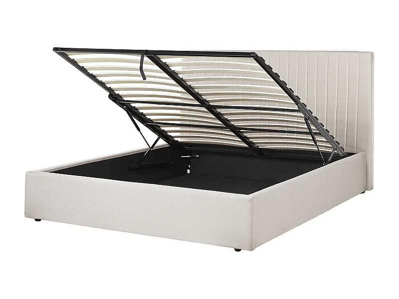 Letto con ottomano Tessuto VION 160 x 200 cm Beige