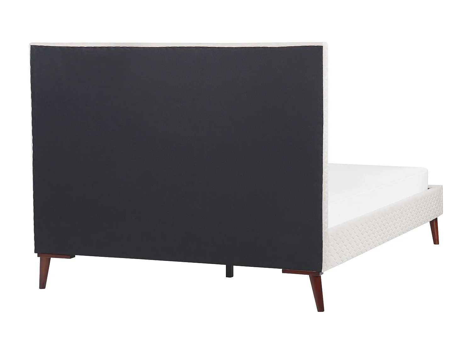 Polsterbett Samt weiß mit Lattenrost 140x200cm gestepptes hohes Kopfteil Bayonne