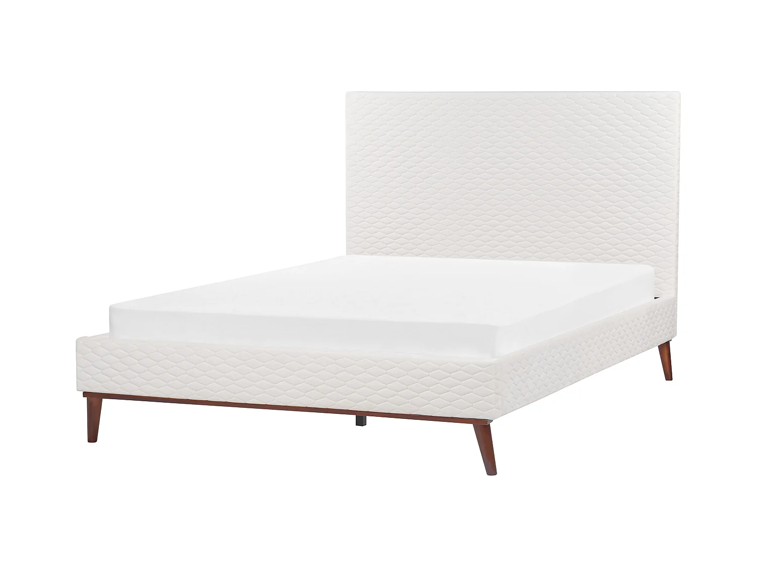 Bed Fluweel BAYONNE 140 x 200 cm Gebroken wit