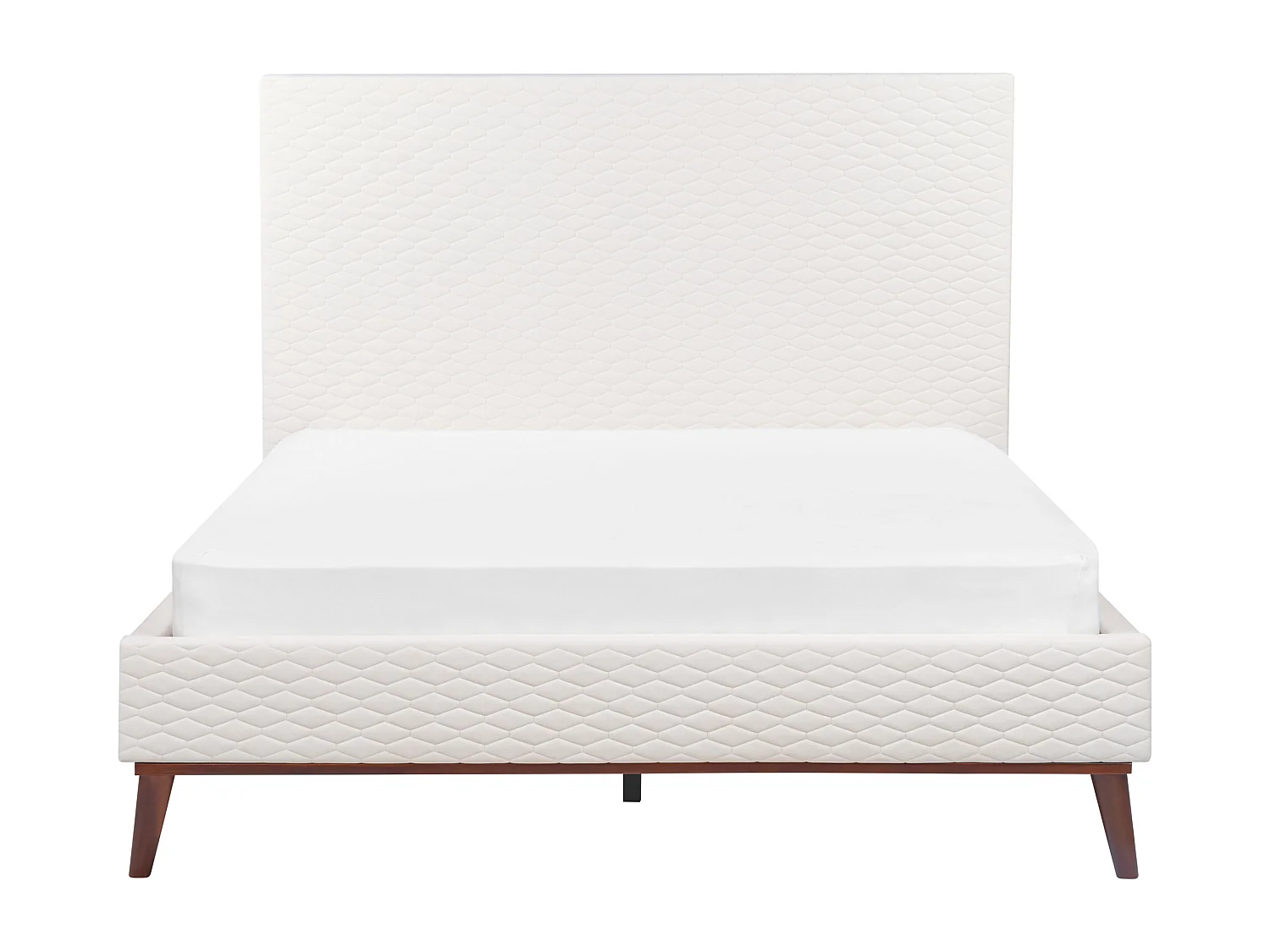 Lit avec sommier Velours BAYONNE 140 x 200 cm Blanc cassé