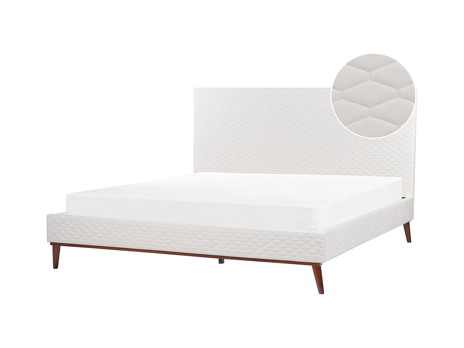 Lit avec sommier Velours BAYONNE 180 x 200 cm Blanc cassé