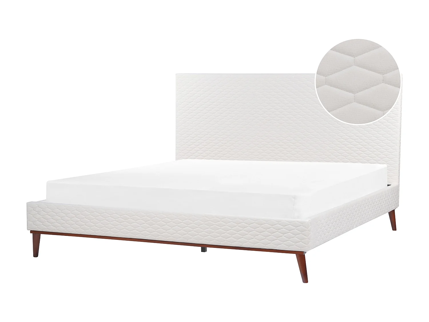 Bett mit Lattenrost Samtstoff BAYONNE 180 x 200 cm Cremeweiss