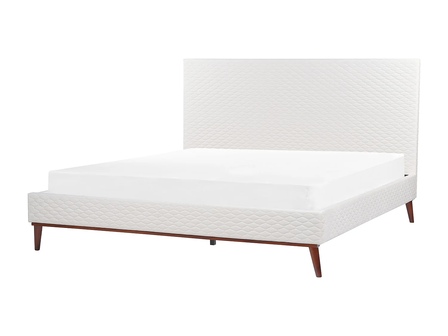 Bett mit Lattenrost Samtstoff BAYONNE 180 x 200 cm Cremeweiss