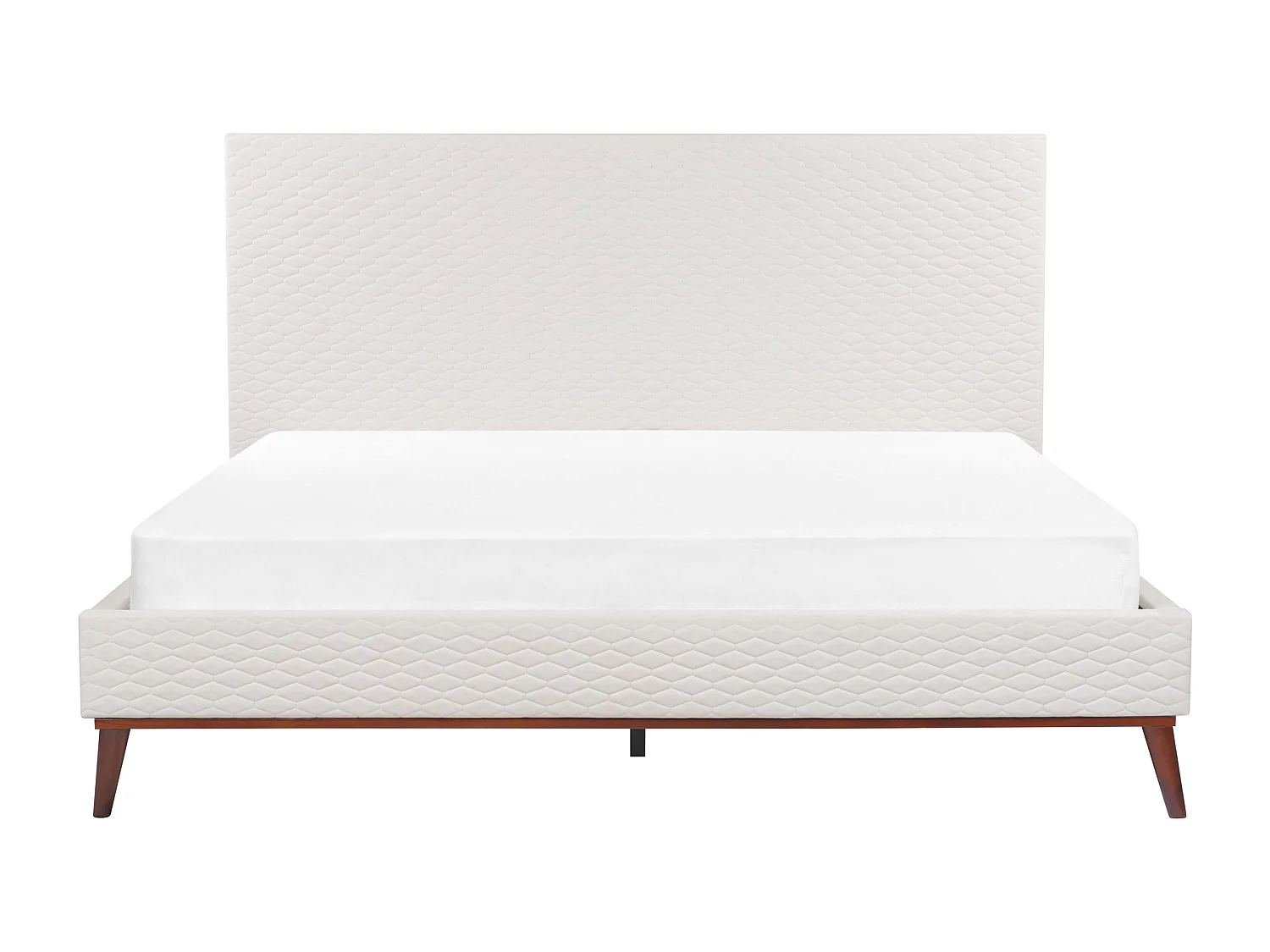 Bett mit Lattenrost Samtstoff BAYONNE 180 x 200 cm Cremeweiss