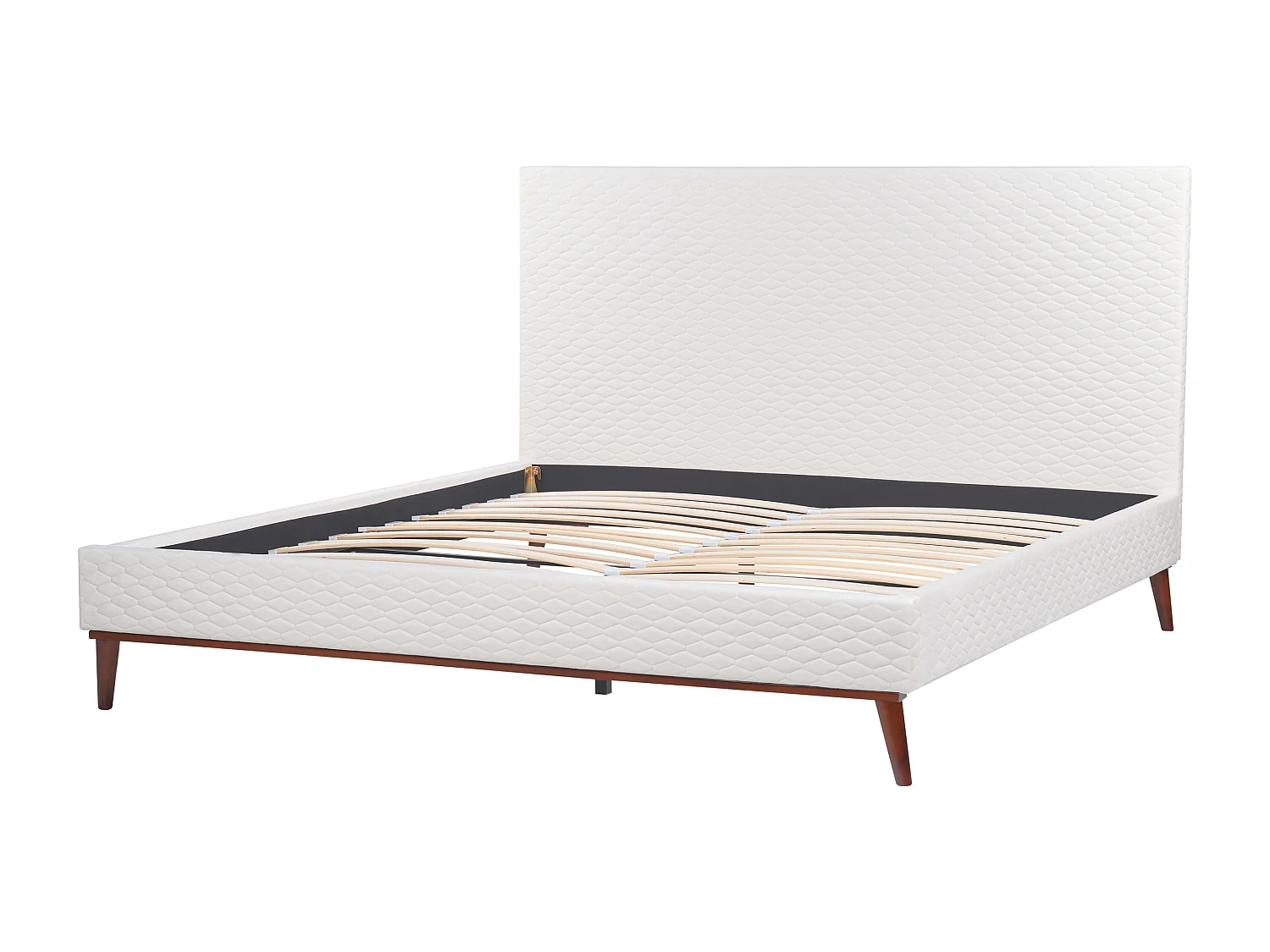 Bett mit Lattenrost Samtstoff BAYONNE 180 x 200 cm Cremeweiss