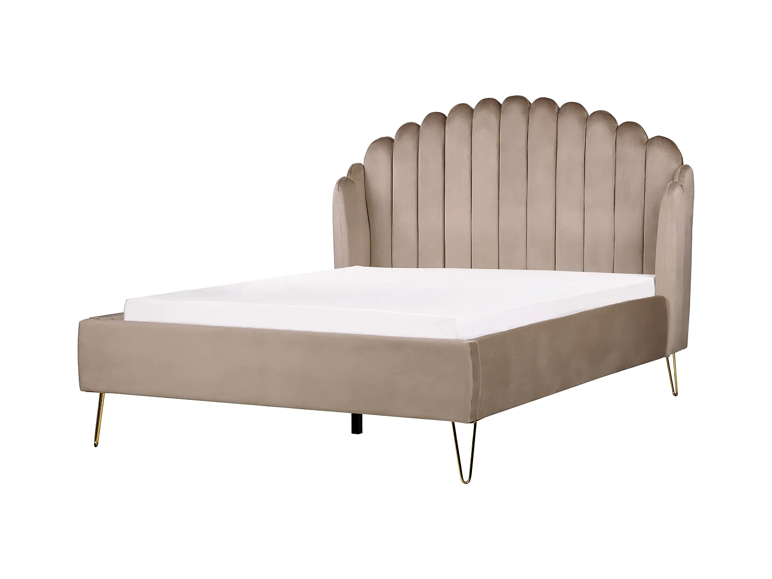 Lit avec sommier Velours AMBILLOU 140 x 200 cm Taupe
