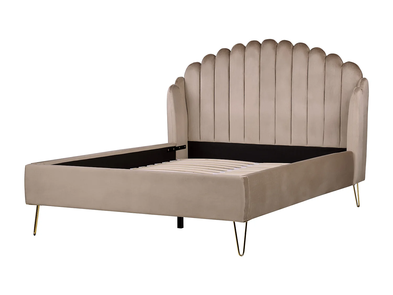 Lit avec sommier Velours AMBILLOU 140 x 200 cm Taupe