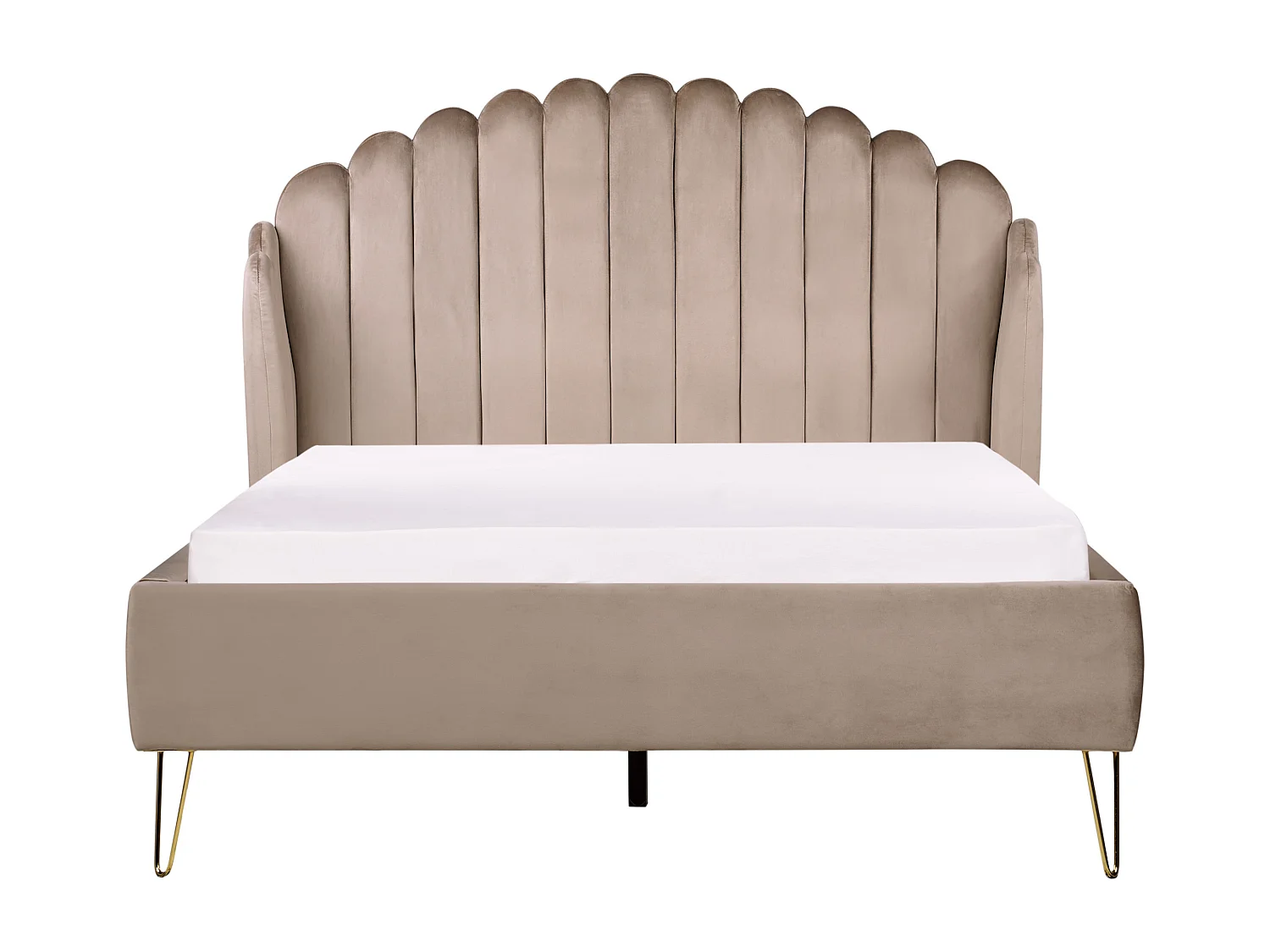 Lit avec sommier Velours AMBILLOU 140 x 200 cm Taupe