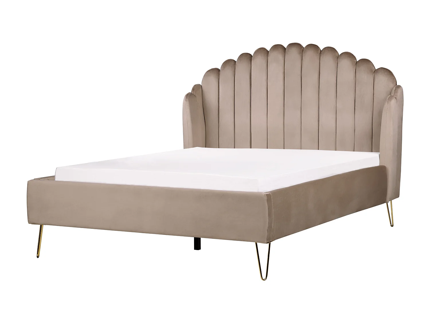 Lit avec sommier Velours AMBILLOU 140 x 200 cm Taupe