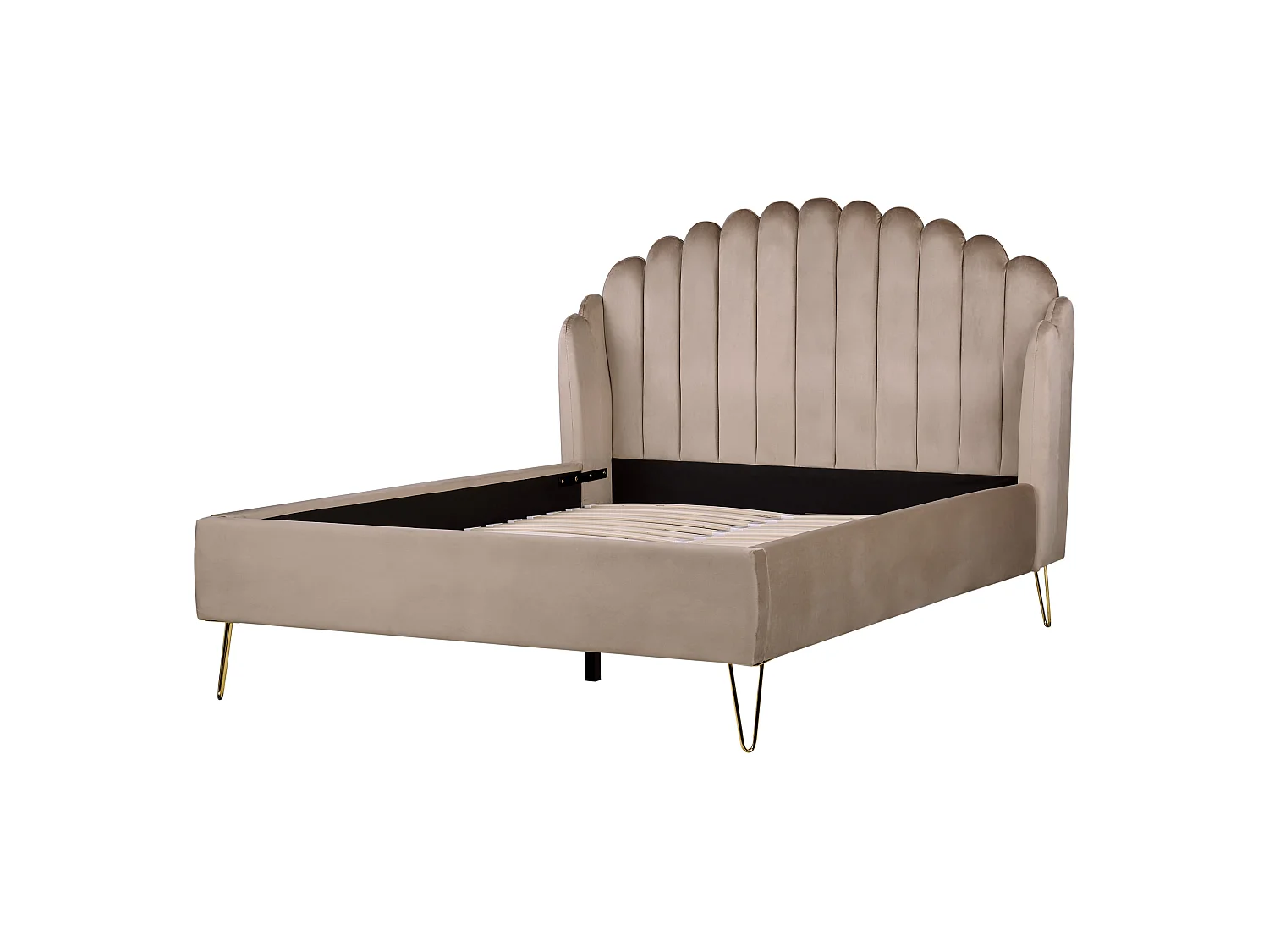 Säng med lamellram Sammet AMBILLOU 140 x 200 cm Taupe