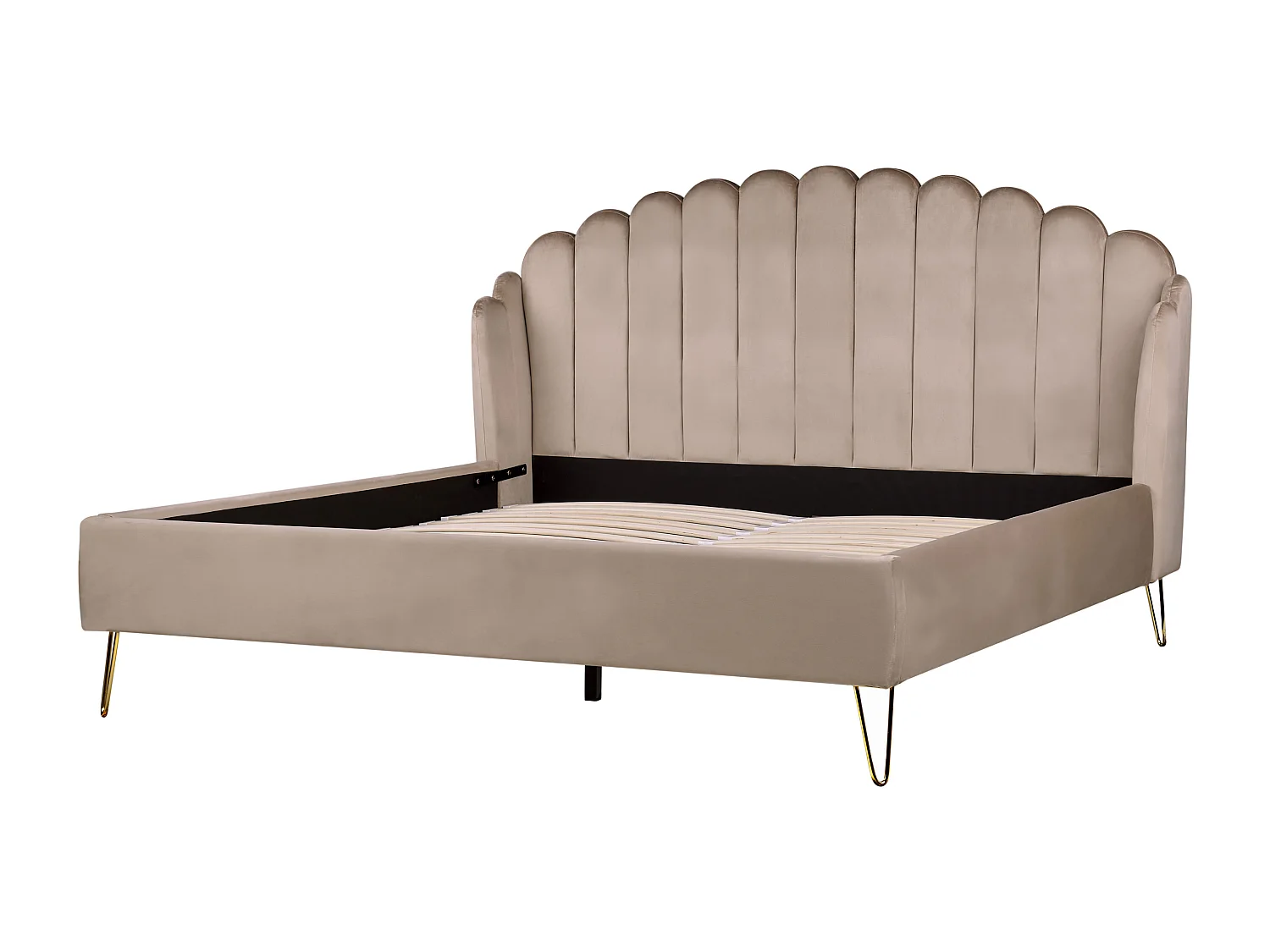 Lit avec sommier Velours AMBILLOU 180 x 200 cm Taupe