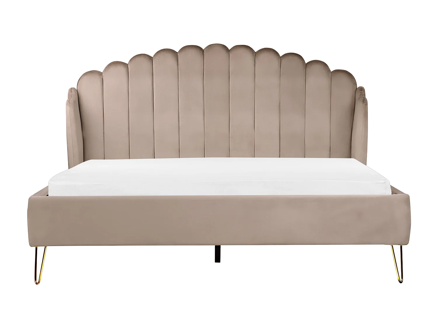 Lit avec sommier Velours AMBILLOU 180 x 200 cm Taupe
