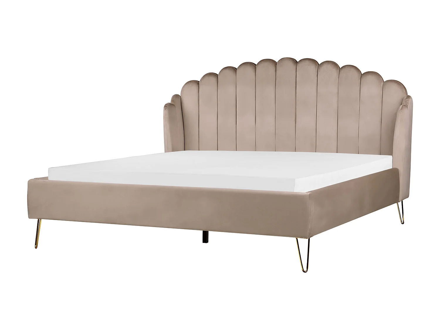Lit avec sommier Velours AMBILLOU 180 x 200 cm Taupe