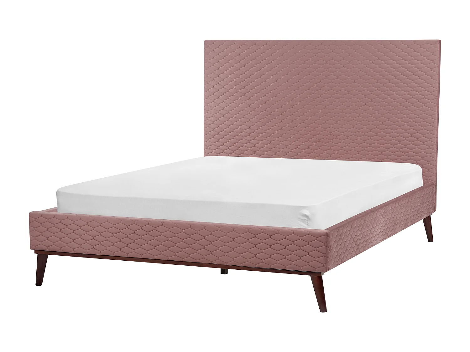 Lit avec sommier Velours BAYONNE 140 x 200 cm Rose