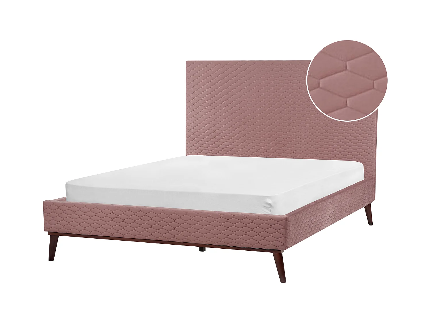 Lit avec sommier Velours BAYONNE 140 x 200 cm Rose