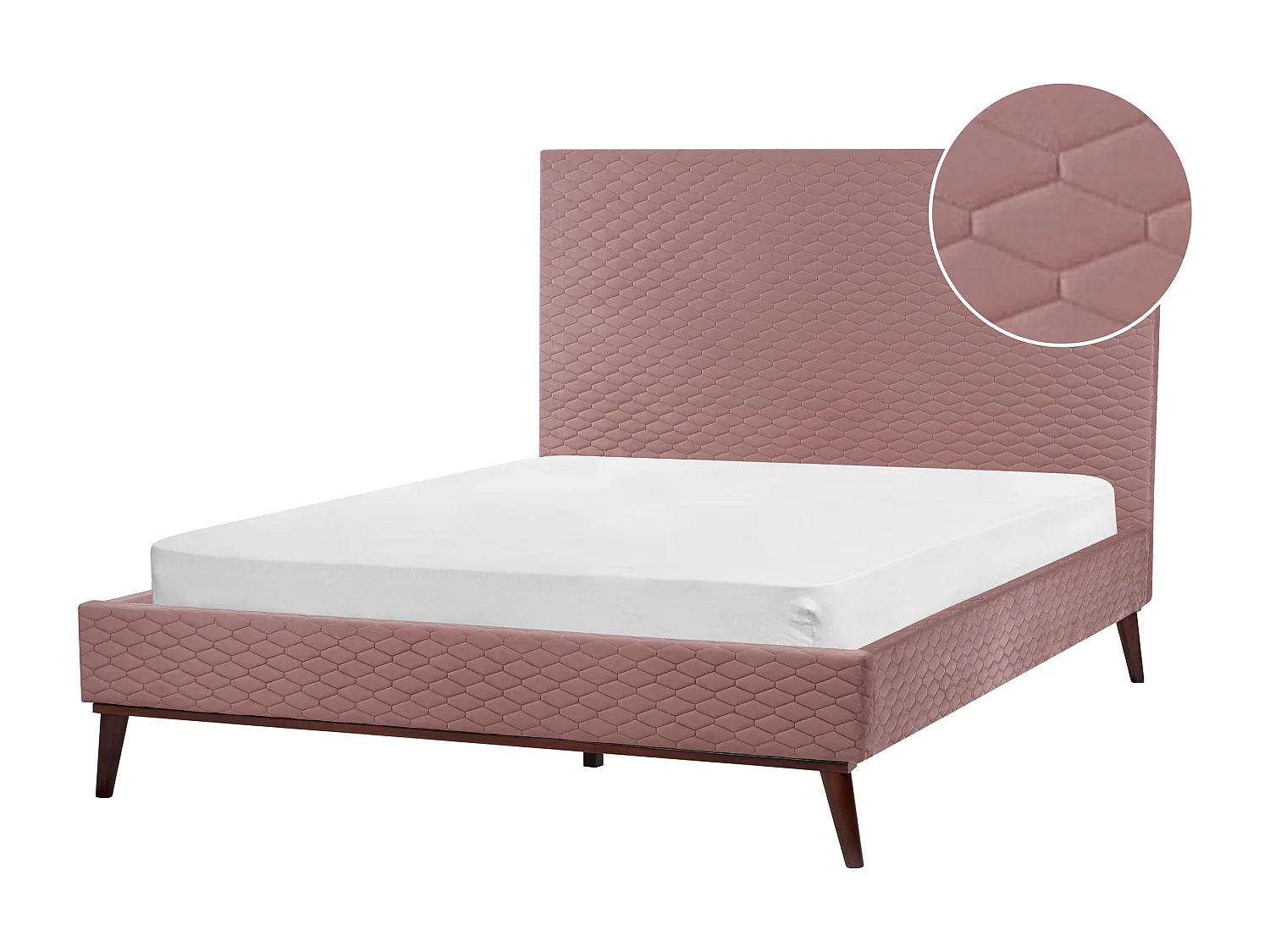 Lit avec sommier Velours BAYONNE 140 x 200 cm Rose