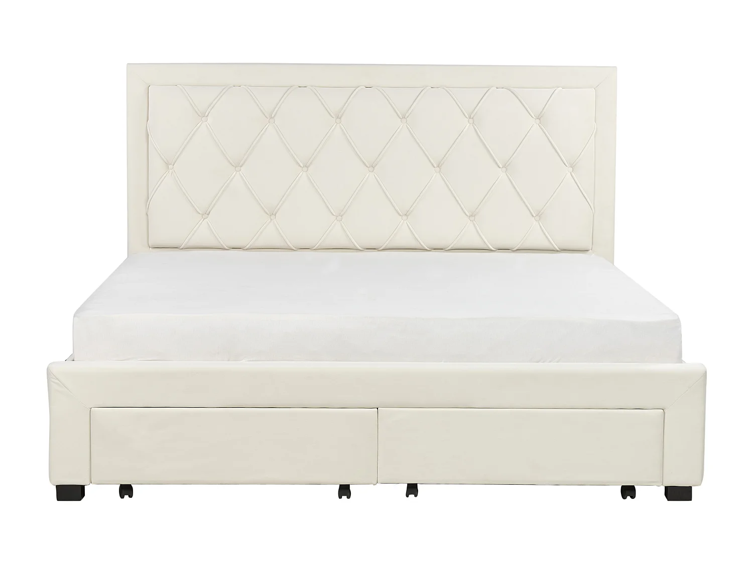 Cama con cajones Terciopelo LIEVIN 180 x 200 cm Beige claro