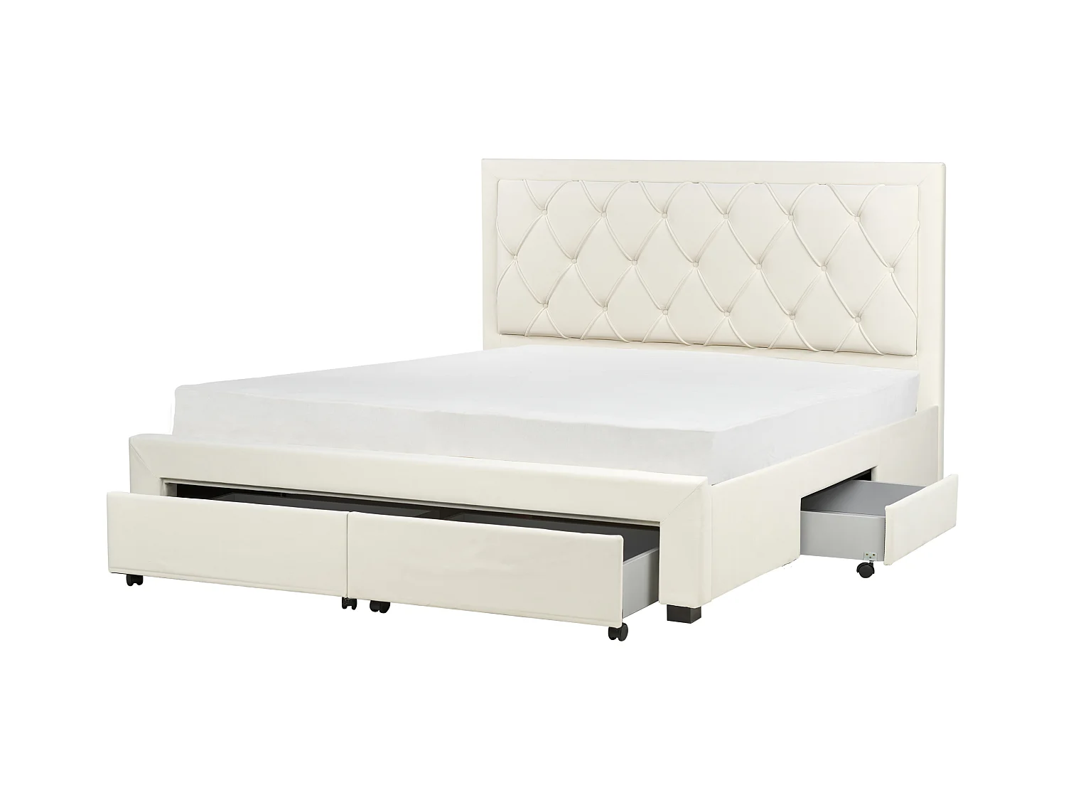 Bed met opbergladen Fluweel LIEVIN 180 x 200 cm Lichtbeige