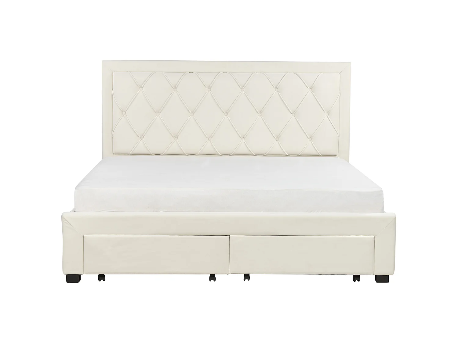 Lit avec tiroirs de rangement Velours LIEVIN 180 x 200 cm Beige clair