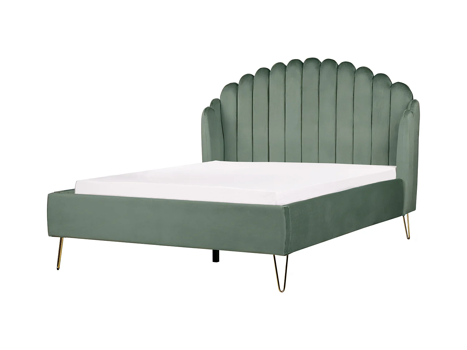 Lit avec sommier Velours AMBILLOU 140 x 200 cm Vert