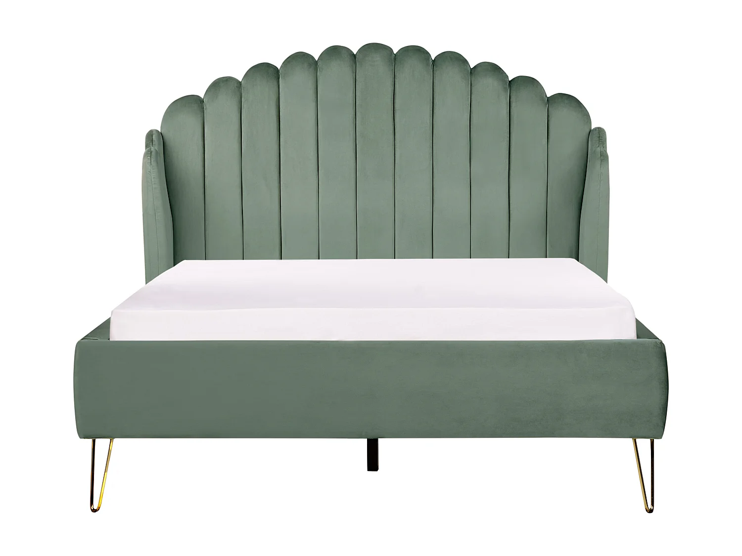 Polsterbett Samtstoff grün mit Lattenrost 140x200 cm vertikale Steppung Ambillou