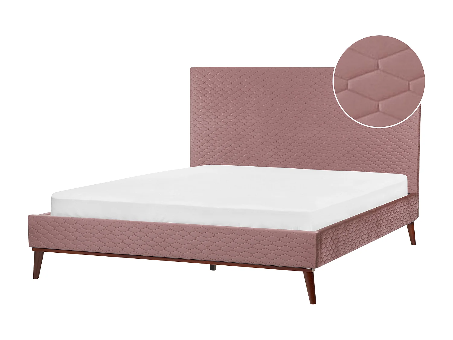 Lit avec sommier Velours BAYONNE 160 x 200 cm Rose