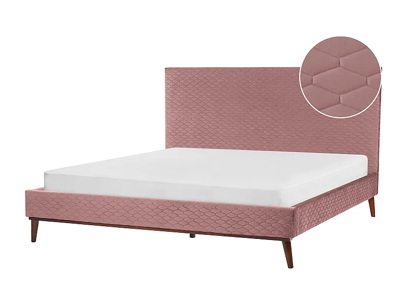 Letto Velluto BAYONNE 180 x 200 cm Rosa
