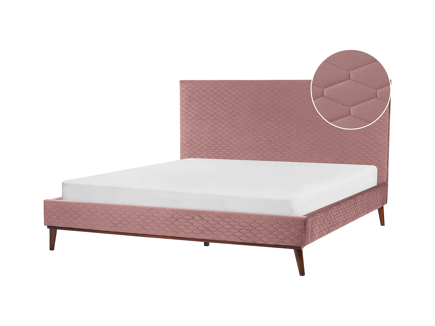 Lit avec sommier Velours BAYONNE 180 x 200 cm Rose